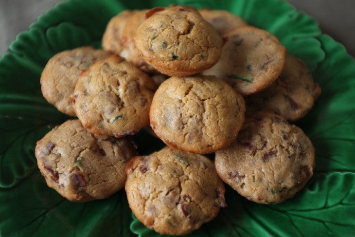 recette sans gluten de petits cake châtaigne, olive et viande de grison