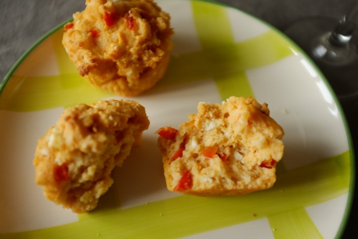 recette sans gluten de muffins féta et poivron rouge