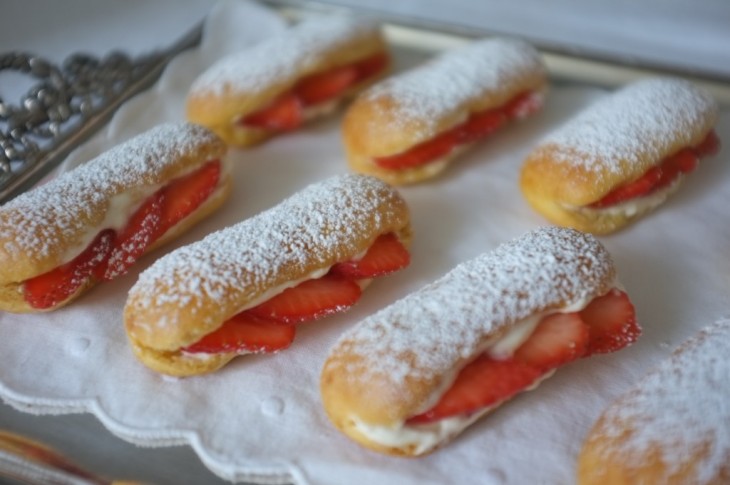Recette sans gluten de mini éclairs à la fraise