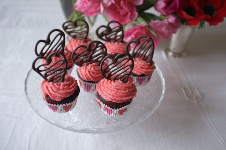 les cupcakes sans gluten chocolat framboise pour la St Valentin