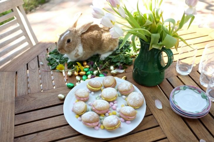 Whoopie vanille sans gluten, garnis à la rose et au citron