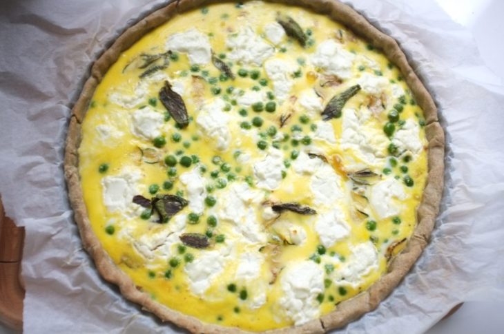 Tarte sans gluten à la courgette, chèvre et menthe, avec le mix’pâte lentille